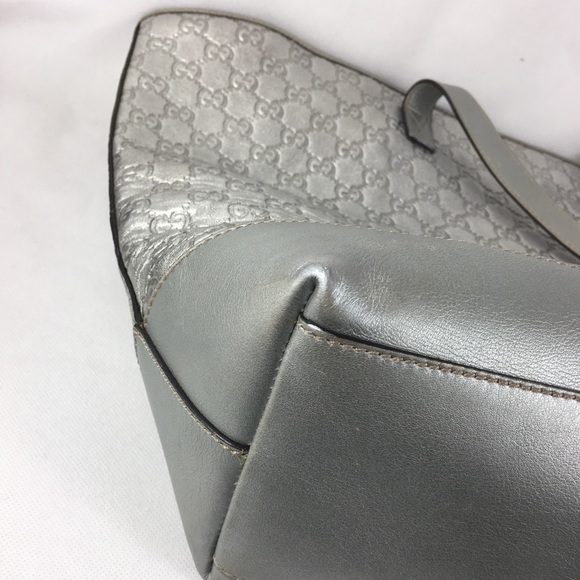 💎HUGE PLATINUM GUCCI LEATHER TOTE - Picture 14 of 16
